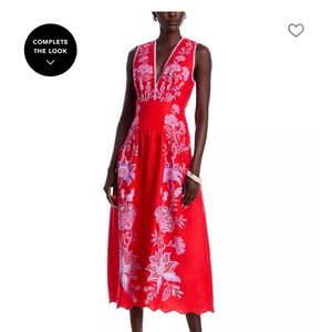 Farm Rio Red Floral Embroidered Dress